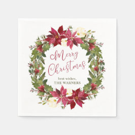 Guardanapo De Papel Poinsettia Christmas Wreath Personalizada