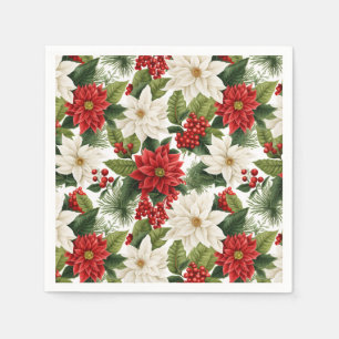 Guardanapo De Papel Poinsettia de Natal – Design Floral de Feriado