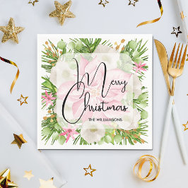 Guardanapo De Papel Poinsettia Feliz Festa de Natal