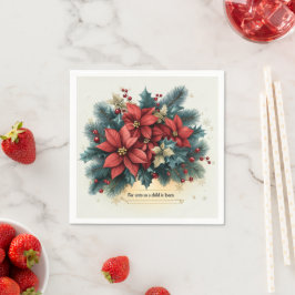 Guardanapo De Papel Poinsettia Festiva Bíblia de Natividade Verdadeira