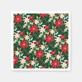 Guardanapo De Papel Poinsettia Flores e Folhas Férias Natal