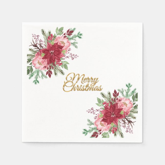 Guardanapo De Papel Poinsettia Natal Tradicional (Frente)