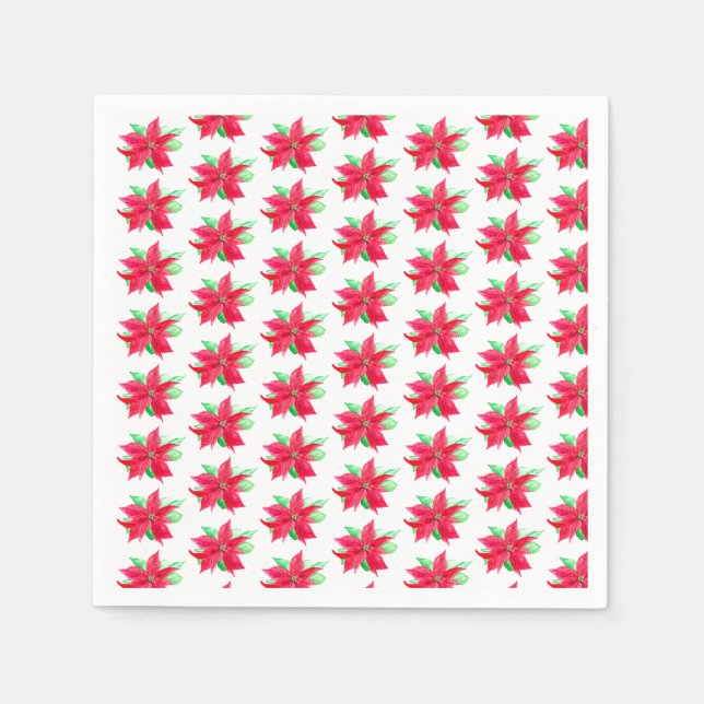 Guardanapo De Papel Poinsettia Red Floral Fllower (Frente)
