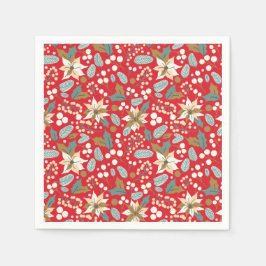Guardanapo De Papel Poinsettia vermelha de inverno