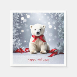 Guardanapo De Papel Polar Bear Christmas Holiday Napkin