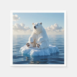 Guardanapo De Papel Polar Bear Floating On an Ice Floe