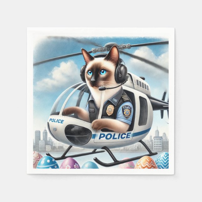 Guardanapo De Papel POLICE Cat Lover trabalhando durante o feriado de  (Frente)