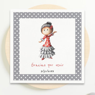 Guardanapo De Papel Polkda Dot Cinza espanhola Sevillana Flamenco Danc
