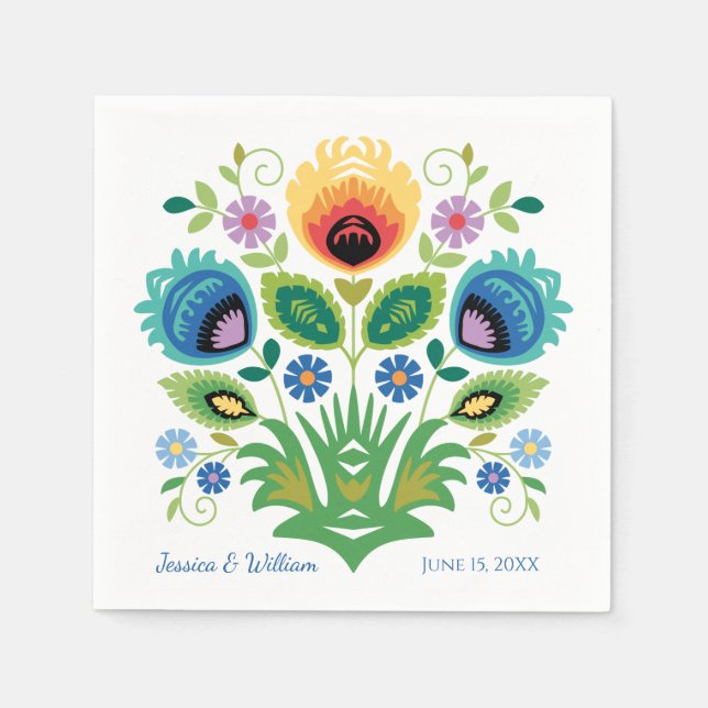 Guardanapo De Papel Poloneses Flores Lavanda e Amarelo (Frente)