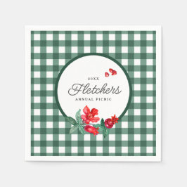 Guardanapo De Papel Pomegranate & Green Gingham Personalizado