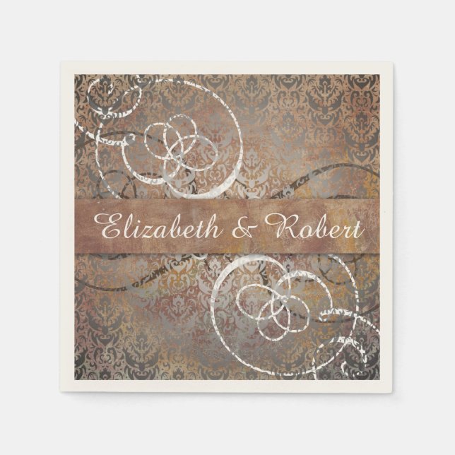 Guardanapo De Papel Pompei Damask Elegante Tuscano Casamento Antiquado (Frente)