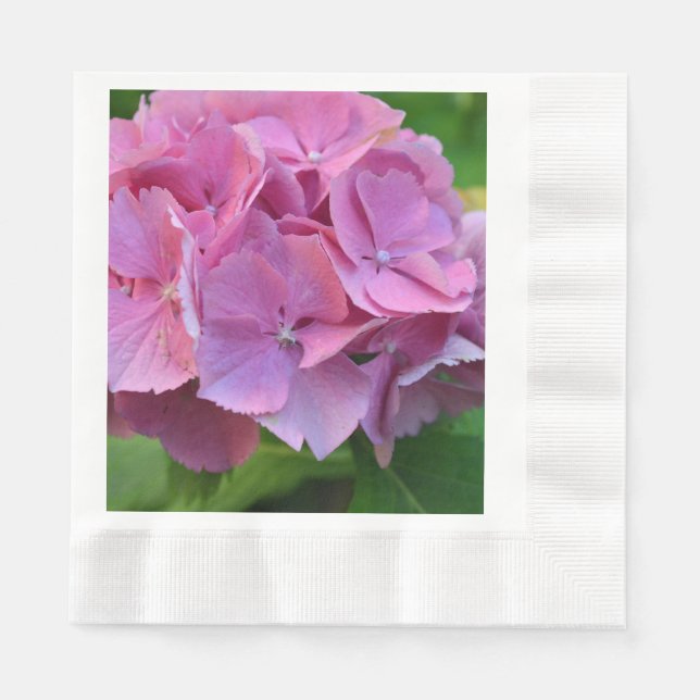Guardanapo De Papel Pompom Rosa Hidrangea Hortensia Flor (Frente)