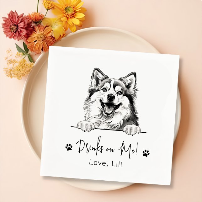 Guardanapo De Papel Pomsky Dog Bebidas Personalizadas Em Mim (Criador carregado)