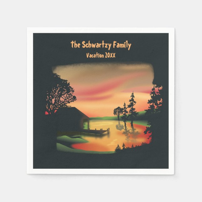 Guardanapo De Papel Ponta solar do poço de vindima escapa verde vermel (Frente)