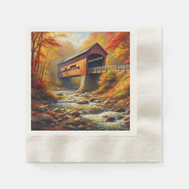 Guardanapo De Papel ponte clássica coberta pelo outono (Frente)