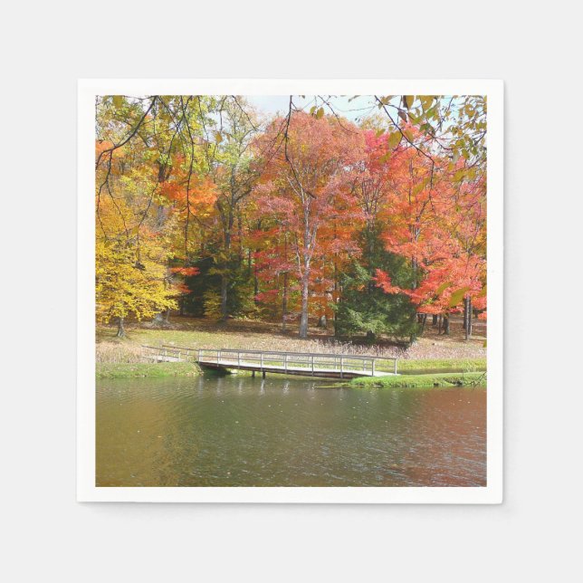 Guardanapo De Papel Ponte da Seven Springs Fall III Paisagem de Outono (Frente)