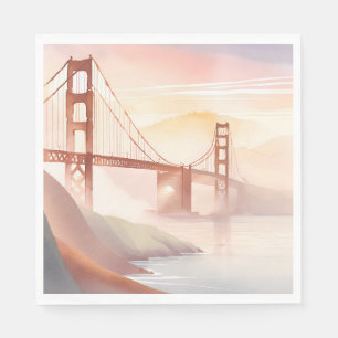 Guardanapo De Papel Ponte Golden Gate Nascer do Sol Aquarela Bonita