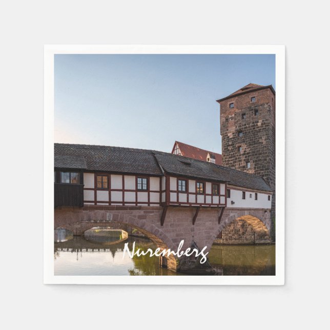 Guardanapo De Papel Ponte medieval antiga em Nuremberga, Alemanha (Frente)
