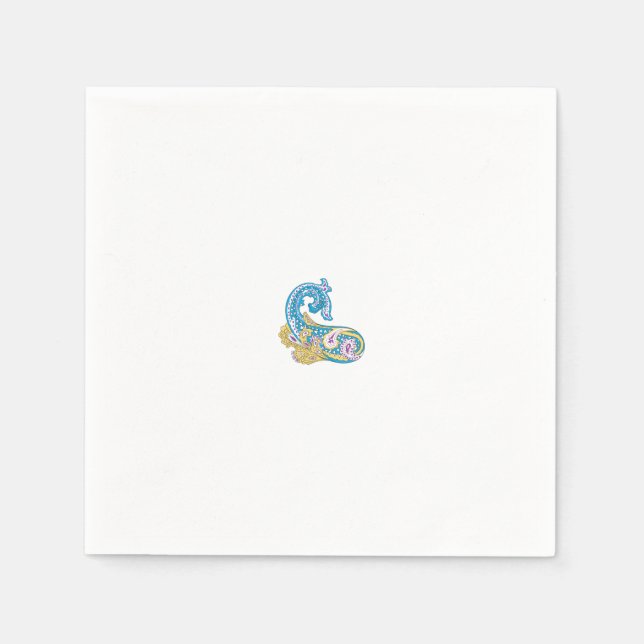 Guardanapo De Papel Ponto, Sherpa Blue, Ouro Design (Frente)