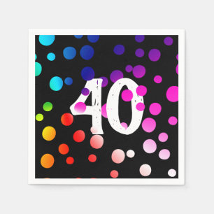 Guardanapo De Papel Pontos aniversário de 40 anos do arco-íris em pret