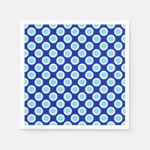 Guardanapo De Papel Pontos circundados retros, azuis cobaltos e branco