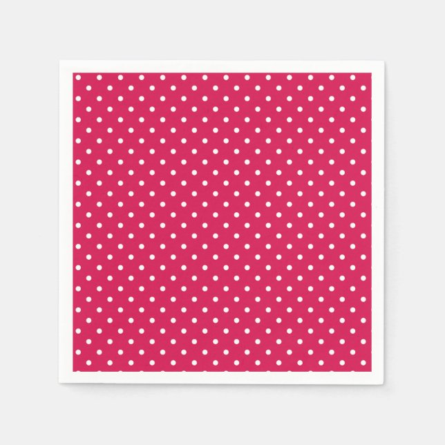 Guardanapo De Papel Pontos Clássicos Branco - Vermelho Framboesa (Frente)