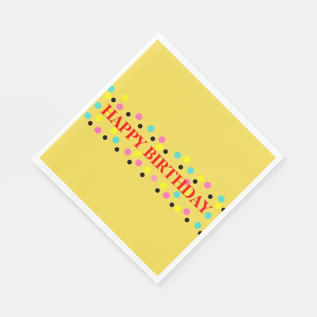 Guardanapo De Papel Pontos de Aniversário Amarelo Ensolarado (Quina)