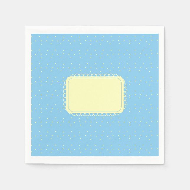 Guardanapo De Papel Pontos de bebê azuis e amarelos (Frente)