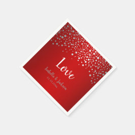 Guardanapo De Papel Pontos de Confetti Vermelho e Prata Escuros