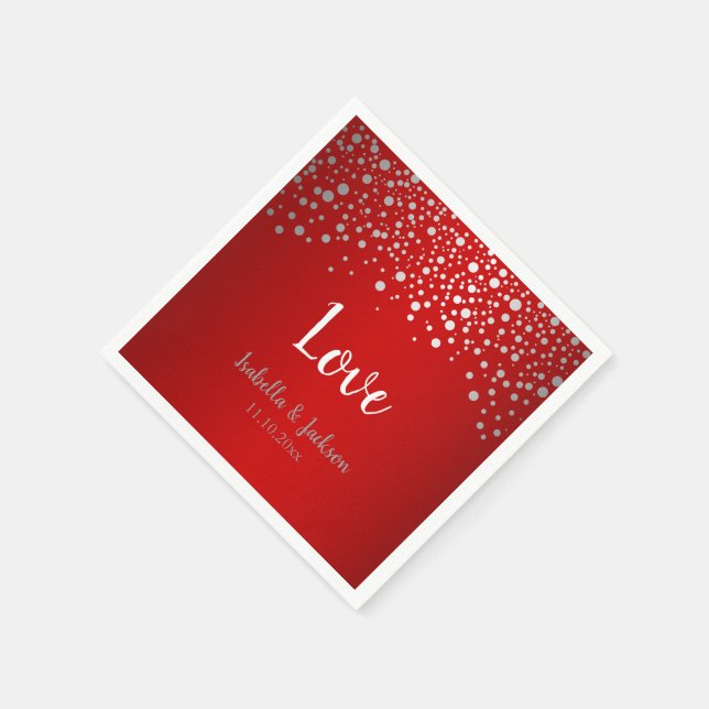 Guardanapo De Papel Pontos de Confetti Vermelho e Prata Escuros (Canto)
