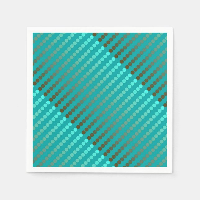 Guardanapo De Papel Pontos de Satin - turquesa e cinzas de peão (Frente)