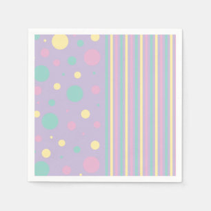 Guardanapo De Papel Pontos e faixas - Rosa, Amarelo, Roxo, Verde