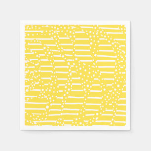 Guardanapo De Papel Pontos e tiras 2 - Amarelo e Branco-limão