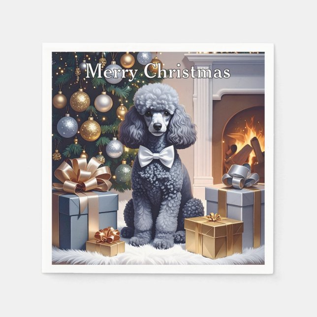 Guardanapo De Papel Poodle Christmas (Frente)