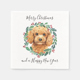 Guardanapo De Papel Poodle Elegant Dog Wreath Feliz Natal