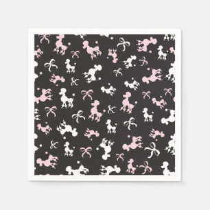 Guardanapo De Papel Poodle Love Pink and Black