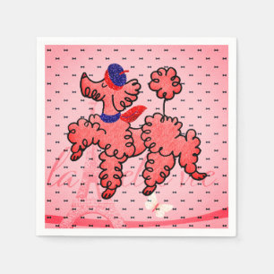 Guardanapo De Papel Poodle Napkins francês rosa