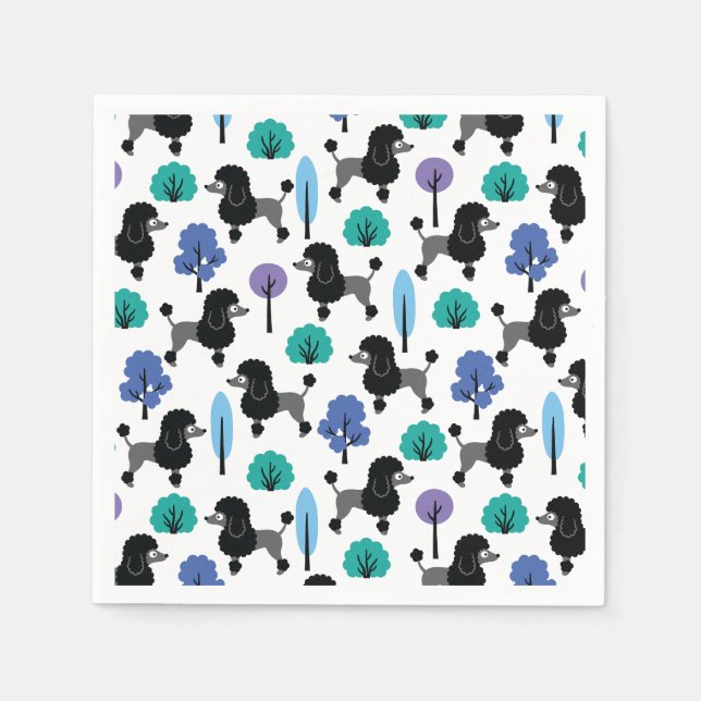 Guardanapo De Papel Poodle no parque (Frente)