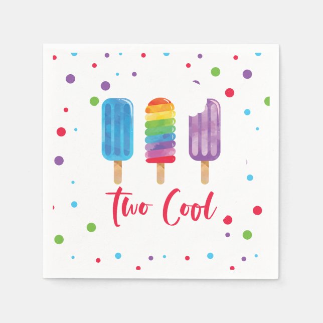 Guardanapo De Papel Pop Arco-íris Dois segundos aniversários Legal (Frente)