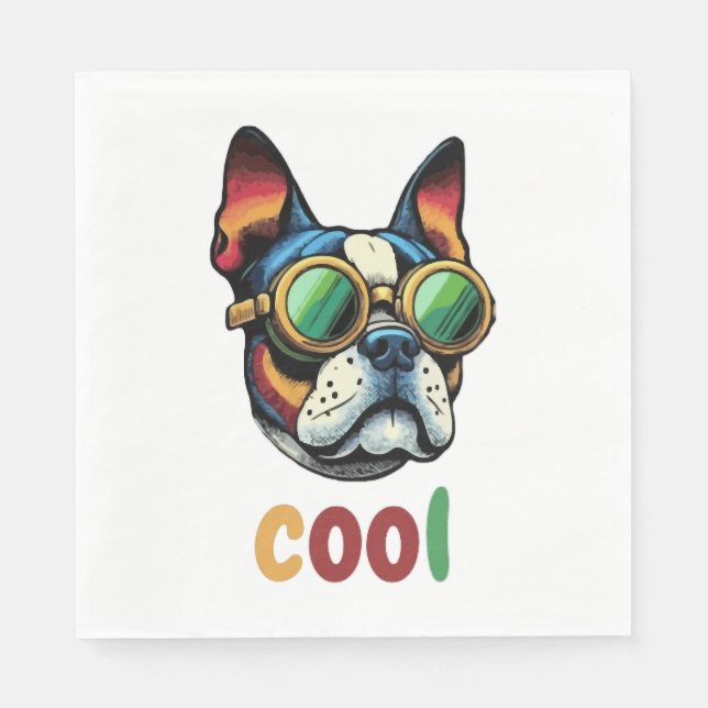 Guardanapo De Papel Pop Art Bulldog Com Óculos (Frente)
