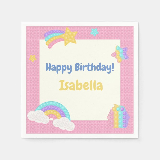 Guardanapo De Papel Pop de Garota, Fidget Birthday (Frente)