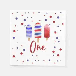 Guardanapo De Papel Pop De Gelo Um primeiro aniversario Azul Branco Ve