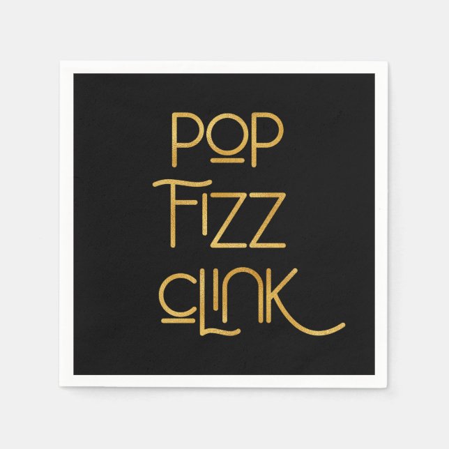 Guardanapo De Papel Pop Fizz Clink Elegante Tipografia (Frente)