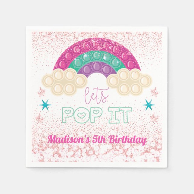 Guardanapo De Papel Pop It Birthday Rainbow Personalizado (Frente)