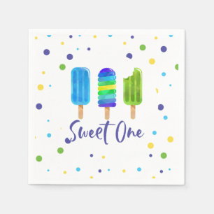 Guardanapo De Papel Pop verde primeiro aniversario azul doce de um