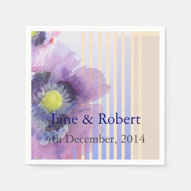 Guardanapo De Papel Poppies No Casamento Por Aquarela (Frente)