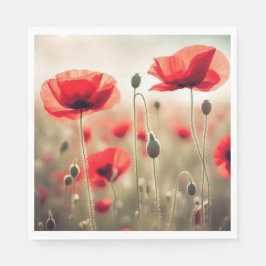 Guardanapo De Papel Poppies vermelhos num campo