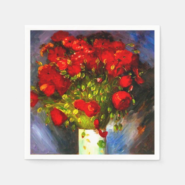 Guardanapo De Papel Poppies Vermelhos Van Gogh (Frente)