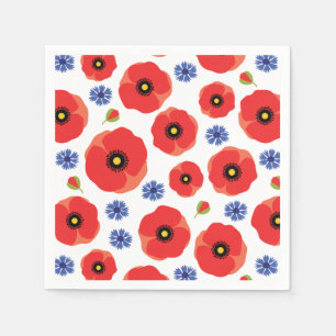Guardanapo De Papel Poppys E Cornflower Patterno