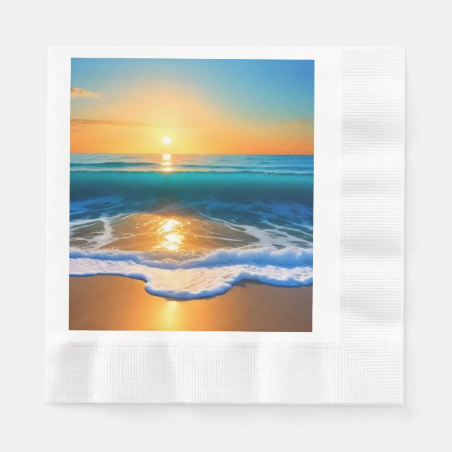 Guardanapo De Papel Pôr do Sol à Beira-Mar (Frente)